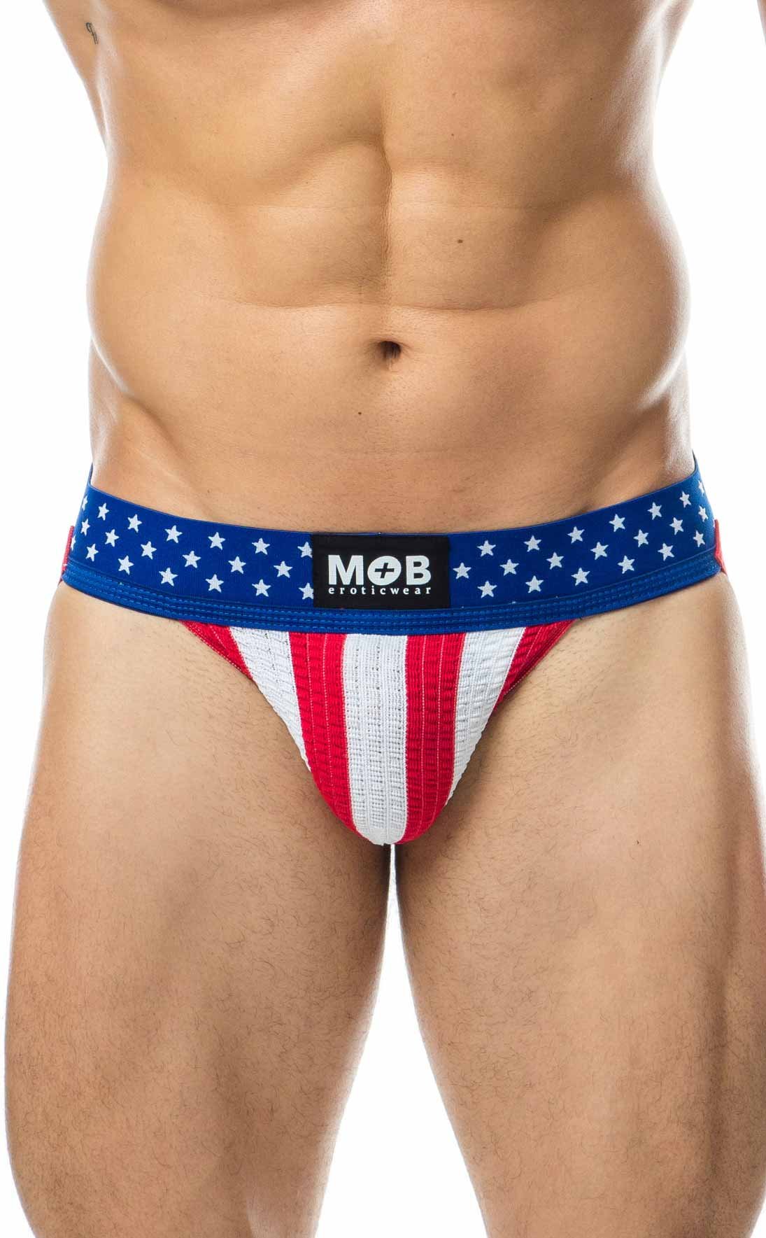 MBL109USAredwhitebluejockstrapmodelfront