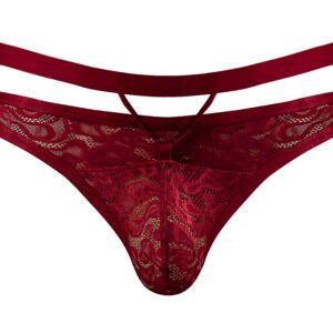 LUCIFER CUTOUT THONG BURGUNDY S/M