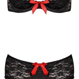 (D) BRA GARTER SKIRT & G-STRIN BLACK L/XL (LUV LACE)