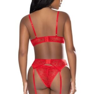 (WD)OOH LA LACE DEMI BRA GART TANGA RED L/XL