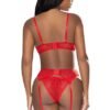 (WD)OOH LA LACE DEMI BRA GART TANGA RED 2XL