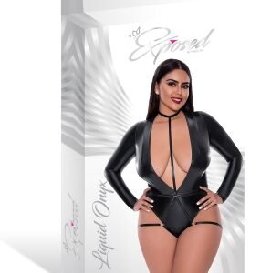 LIQUID ONYX TEDDY W/ HARNESS CAGING BLACK 2XL