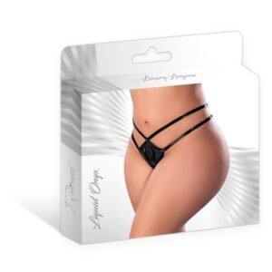 GLITZ & GLAM SPLIT CROTCH THONG BLACK 2XL