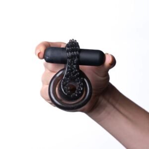 JAGGER RECHARGEABLE VIBRATING COCK RING BLACK SLEEVE