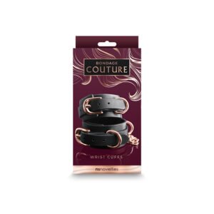 BONDAGE COUTURE WRIST CUFFS BLACK W/ ROSE GOLD