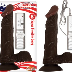 AFRO AMERICAN WHOPPER W/BALLS VIBRATING 8IN BROWN