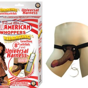 AFRO AMERICAN WHOPPERS VIBRATING 8 IN DONG W/HARNESS