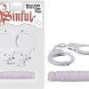 SINFUL METAL CUFFS W/LOVE ROPE WHITE