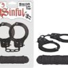 SINFUL METAL CUFFS W/LOVE ROPE BLACK