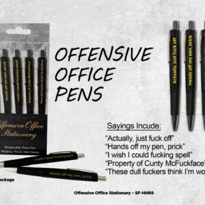 (D)OFFENSIVE OFFICE PENS ASSOR SAYINGS 5PK