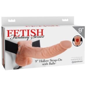 FETISH FANTASY 9 HOLLOW STRAP ON W/BALLS FLESH "