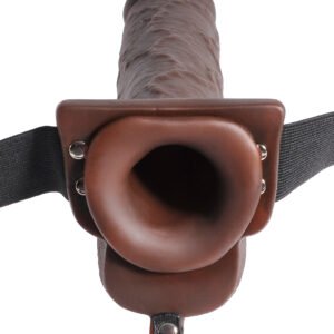 FETISH FANTASY 9 IN HOLLOW SQUIRTING STRAP-ON W/ BALLS BROWN