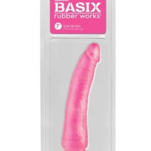 BASIX RUBBER WORKS 7IN PINK SLIM DONG W/ SUCTION CUP