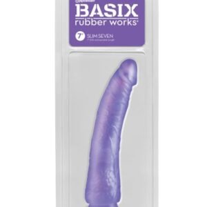 BASIX RUBBER WORKS SLIM 7IN DONG PURPLE W/ SUCTION CUP