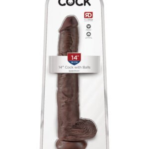 KING COCK 14 IN COCK W/BALLS BROWN