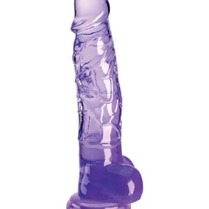 KING COCK CLEAR 8IN W/ BALLS PURPLE