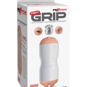PDX EXTREME TIGHT GRIP PUSSY & MOUTH MASTURBATOR WHITE/ LIGHT