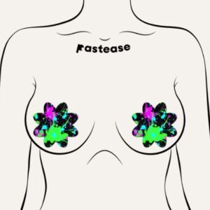 PASTEASE VIBRANT NEON PAINT SPLATTER PETAL BREAST PASTIES