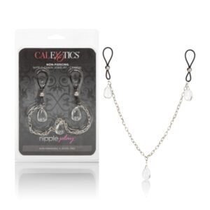 (D) NIPPLE PLAY NON PIERCING NIPPLE CHAIN JEWELRY CRYSTAL