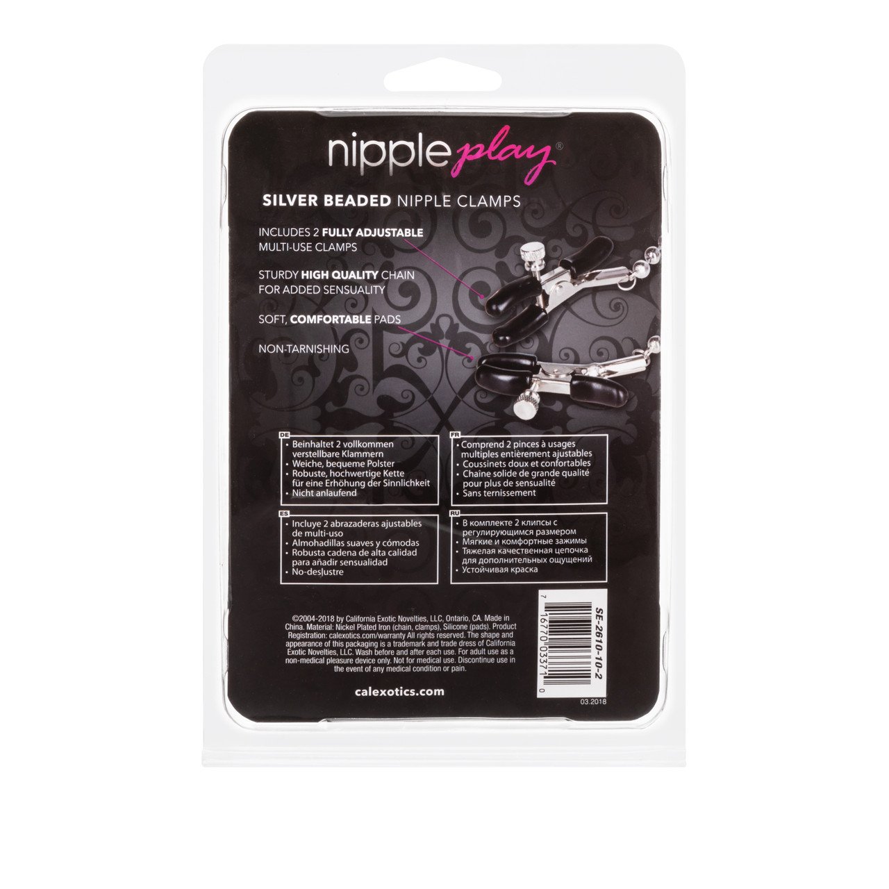SE2610102nippleplaysilverbeadednippleclampsnew