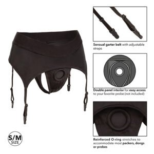 (WD) BOUNDLESS THONG W/ GARTER S/M HARNESS BLACK