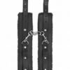 OUCH! PLUSH LEATHER HANDCUFFS BLACK