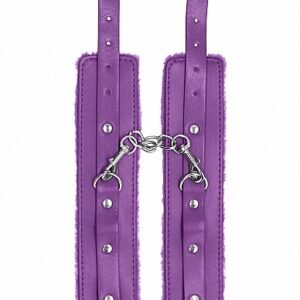 OUCH! PLUSH LEATHER HANDCUFFS PURPLE