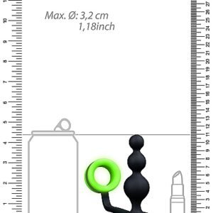 GLOW BEADS BUTT PLUG W/ COCK RING GLOW IN THE DARK