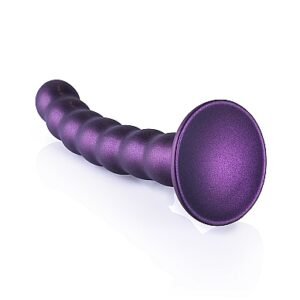 OUCH! BEADED SILICONE G-SPOT DILDO 6.5 IN METALLIC PURPLE