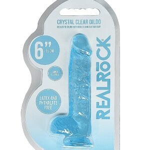 REALROCK 6IN REALISTIC DILDO W/ BALLS CLEAR BLUE