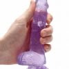 REALROCK 6IN REALISTIC DILDO W/ BALLS CLEAR PURPLE