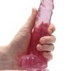 REALROCK 7IN REALISTIC DILDO W/ BALLS CLEAR PINK