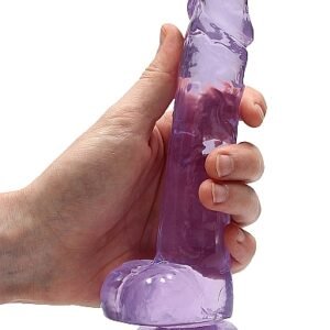REALROCK 7IN REALISTIC DILDO W/ BALLS CLEAR PURPLE