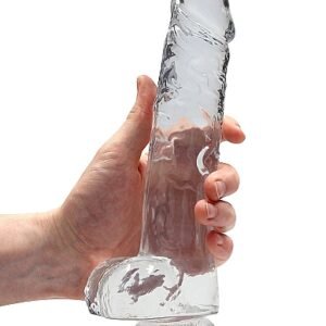 REALROCK 9IN REALISTIC DILDO W/ BALLS CRYSTAL CLEAR