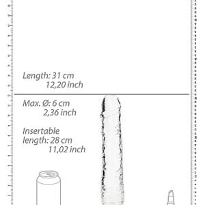 REALROCK REALISTIC STRAIGHT DILDO 11IN TRANSPARENT