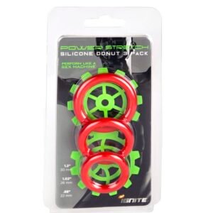 SILICONE STRETCHY RINGS RED 3 PACK
