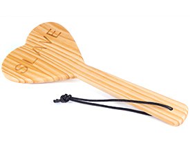 WOOD PADDLE HEART SHAPE- SLAVE" "