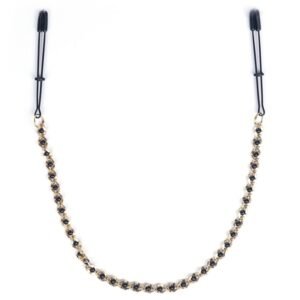 BLACK TWEEZER NIPPLE CLAMPS W/ BEADED CHAIN