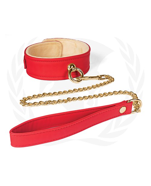 SPU503RDveganfetishcollarleashsetred