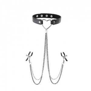 SEX & MISCHIEF AMOR COLLAR W/ NIPPLE JEWELRY