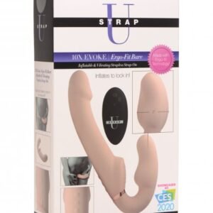 STRAP U 10X EVOKE ERGO-FIT INFLATABLE & VIBRATING STRAPLESS STRAP-ON FLESH