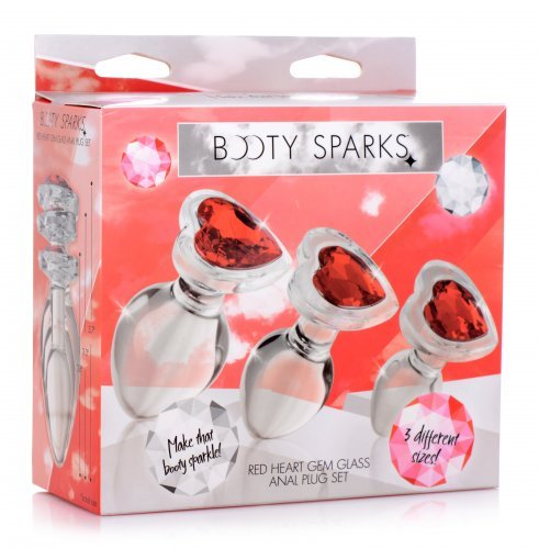 XRAG433redheartgemglassanalplugset5