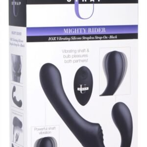 STRAP U MIGHTY RIDER 10X VIBRATING STRAPLESS STRAP-ON BLACK