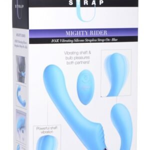 STRAP U MIGHTY RIDER 10X VIBRATING STRAPLESS STRAP-ON BLUE