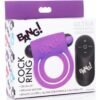 BANG! SILICONE COCK RING & BULLET W/ REMOTE PURPLE