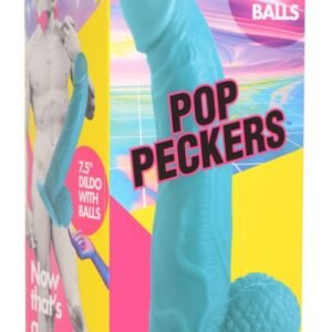POP 7.5IN DILDO W/ BALLS BLUE