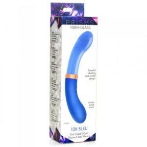 PRISMS VIBRA-GLASS 10X BLEU DUAL ENDED GLASS G SPOT VIBE