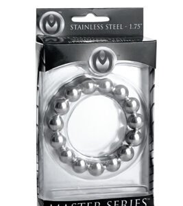 MASTER SERIES STAINLESS STEEL BEADED COCK RING 1.75IN
