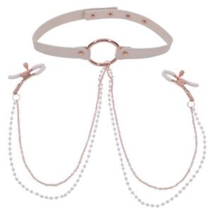PEACHES N CREAME COLLAR W/ NIPPLE CLAMPS