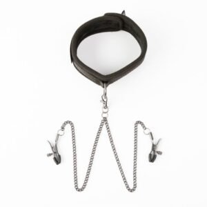 SEI MIO TWIN TWEAKS VELVET COLLAR WITH NIPPLE CLAMPS